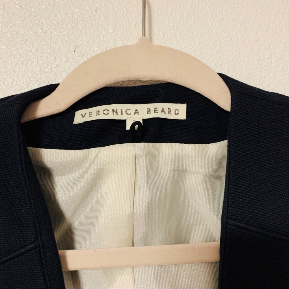 Veronica Beard Removable Collar Navy Blue Blazer - Picture 4 of 16